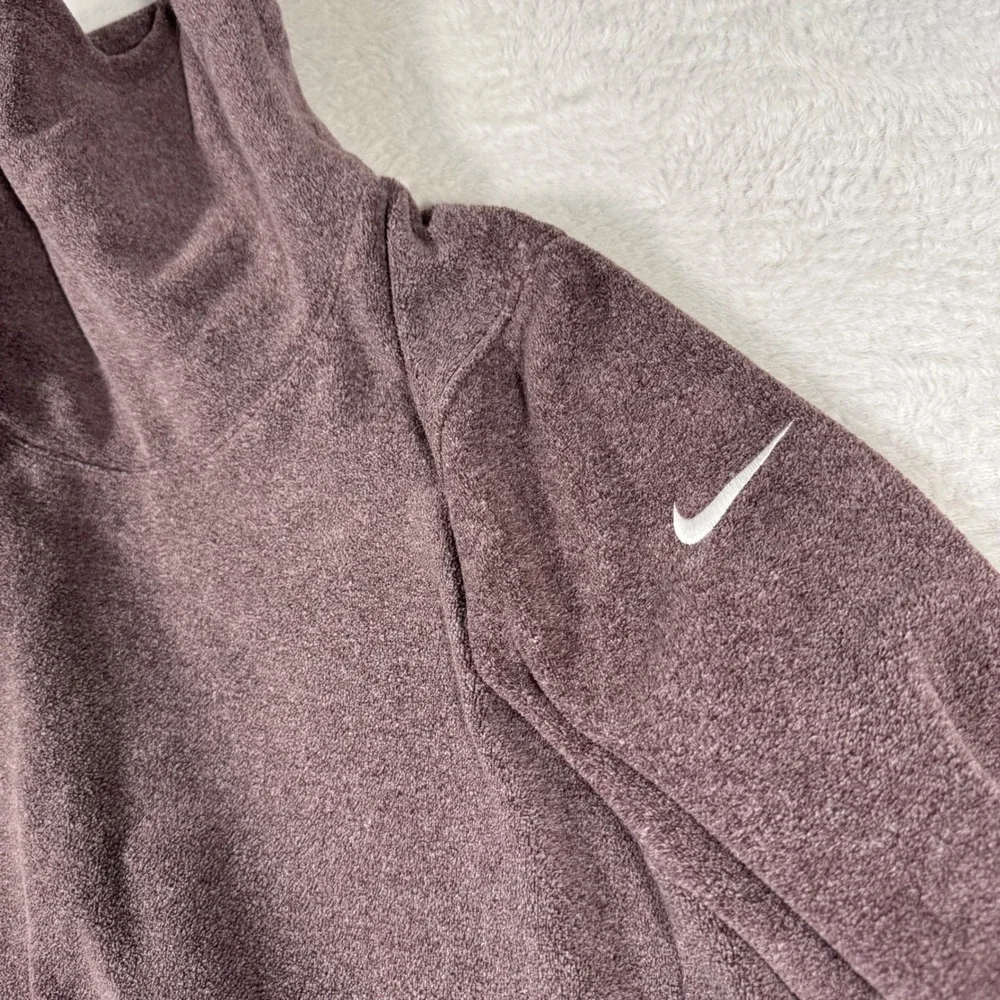 Nike Pullover Womens Small Purple Cowl Neck Dri-FIT Fleece‎ Embroidered Logo Zip